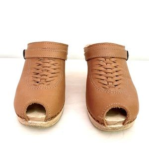 No.6 braided peep-toe clog size 39 tan leather
